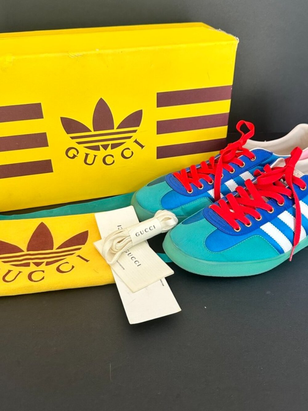 Adidas x Gucci Women's Gazelle Original Satin Leather Sneakers 13.5